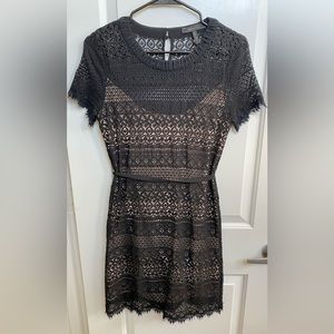 BCBGMaxAzria Noir Black Lace Beige Dress